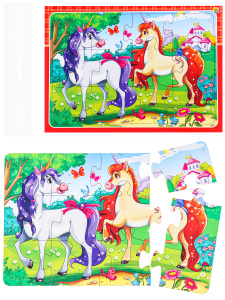ПАЗЛ-РАМКА. 12 элементов. 15х21 см. Чудесные единороги №3 (Арт. П-3178)