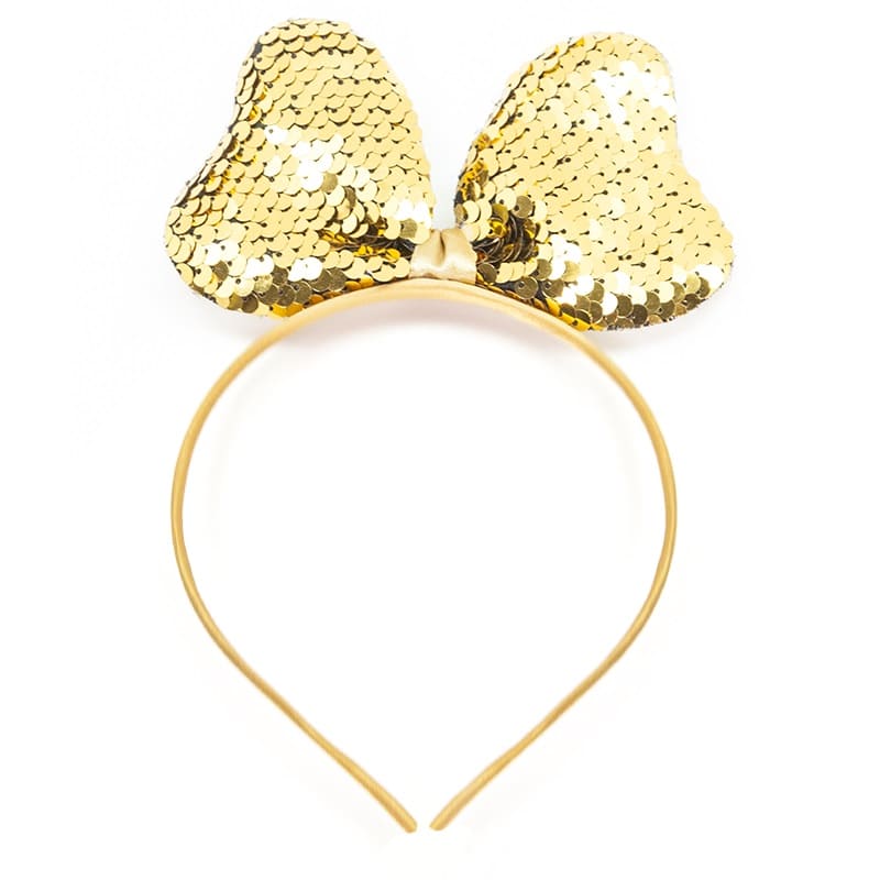 Ободок Бант, Золото, с блестками, 1 шт. 623086