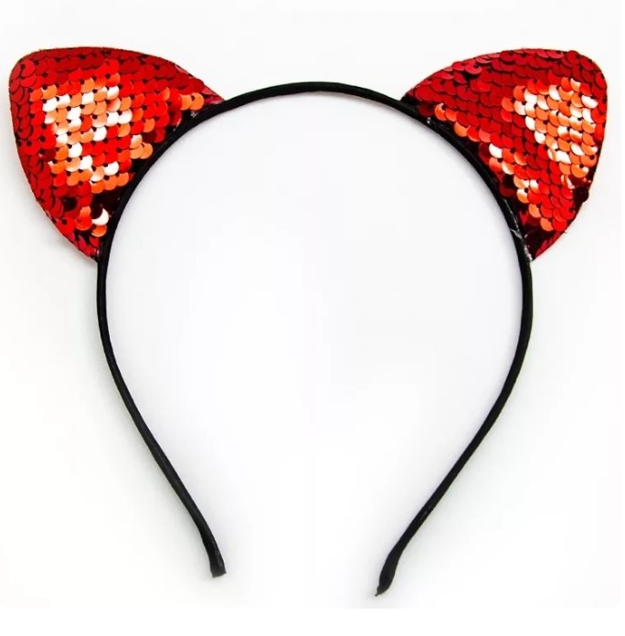 Ободок' Кошка', с пайетками, красный, 623080