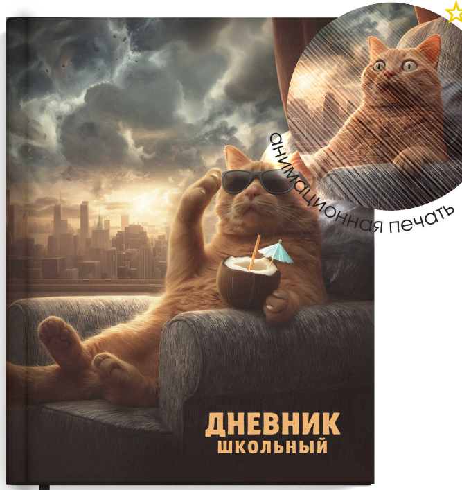 Дневник школьный, КОТ И АПОКАЛИПСИС, А5, 48л., твёрдый переплёт, 72560