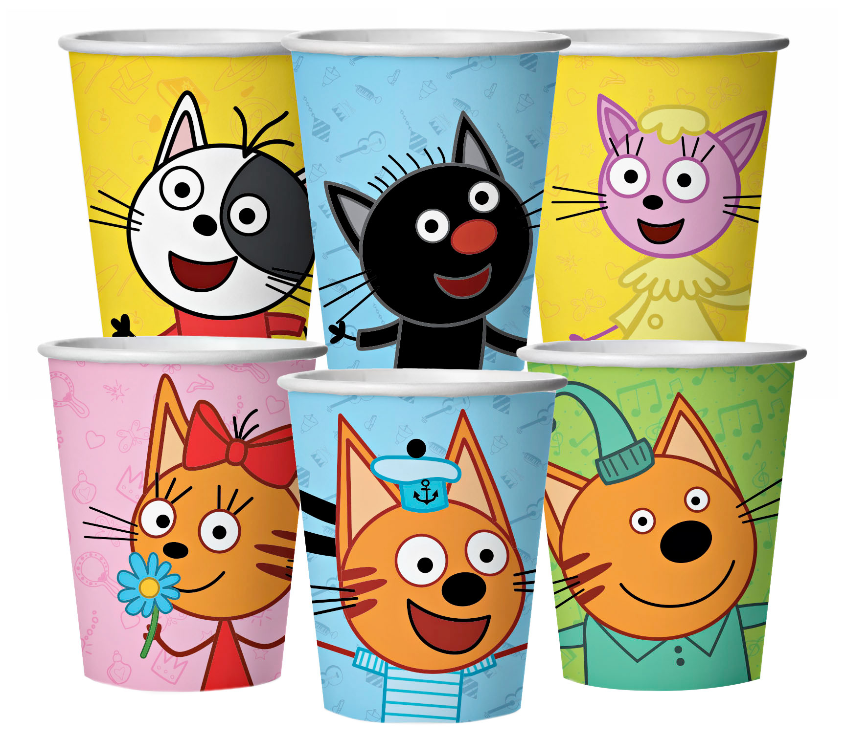 Стаканы Три кота, играем вместе 250 мл, 6 шт, 6014984