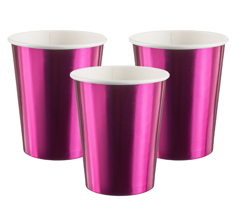 Стаканы (250 мл) Фуксия, Металлик, 6 шт, 6231875