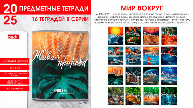 Комплект предметных тетрадей 36л. «МИР ВОКРУГ», эконом-вариант, б;о, (10 шт;уп), 36-2397