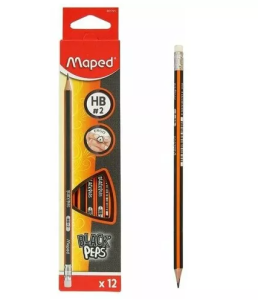 Карандаши чернографитные "MAPED. Black Pep`s", HB , с резинкой, 851721
