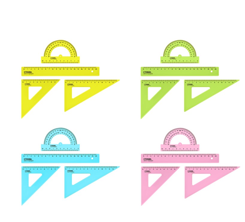 Набор чертежный СТАММ, размер M (линейка 20 см, 2 треугольника, транспортир), НЧ-30521 