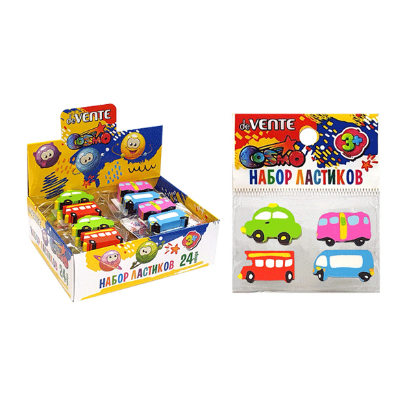 Набор ластиков 'deVENTE. Cars' 2 шт , синтетический каучук , в пластиковой упаковке, 8030903