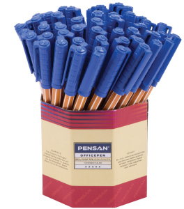 Ручка шариковая масляная PENSAN Officepen 1010, СИНЯЯ, корпус оранжевый, 1 мм, линия 0,8 мм, 1010