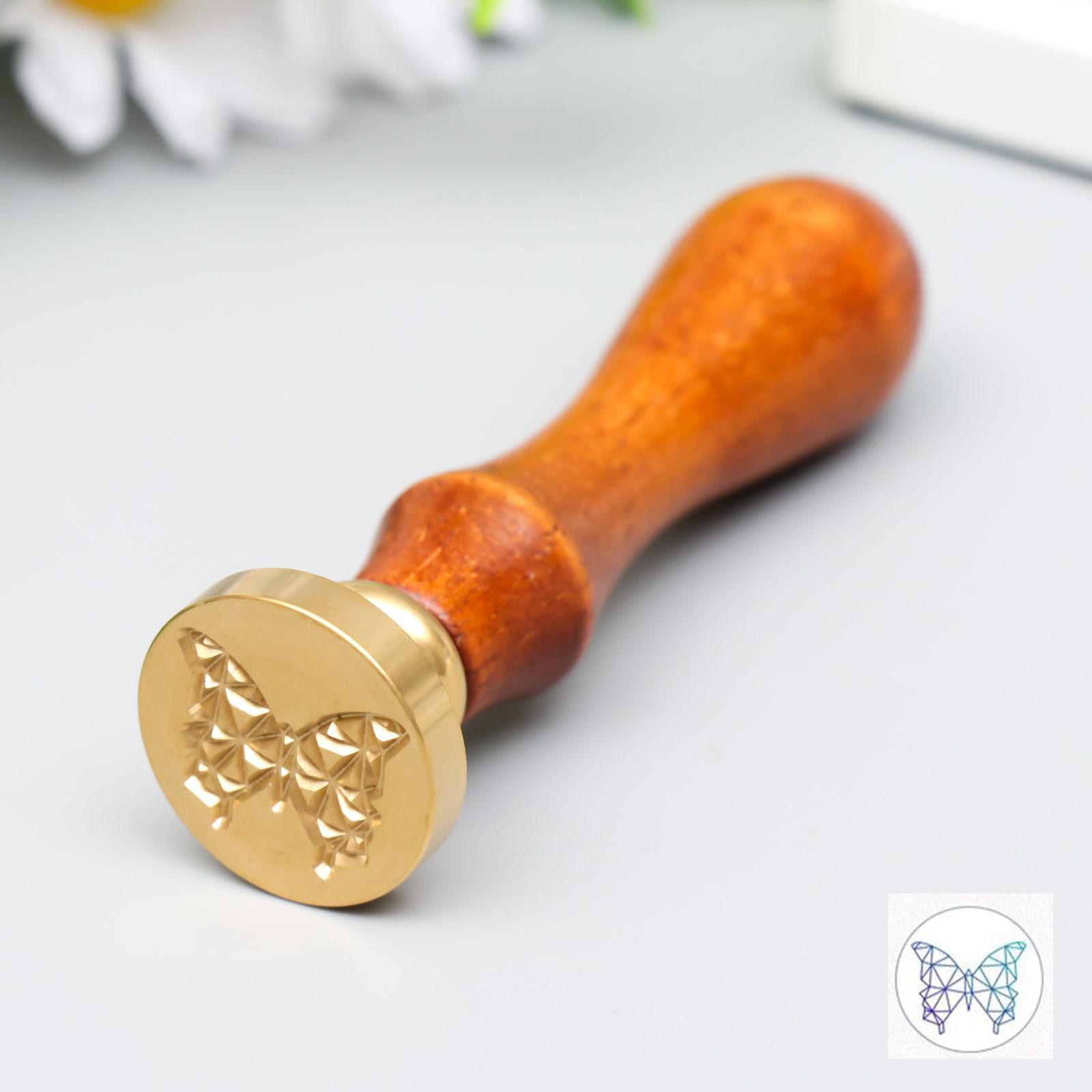 Печать для сургуча с деревянной ручкой, Бабочка 3D, 5278975