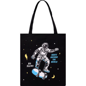 Сумка-шоппер "Космический драйв", 39х32 см , на молнии , цвет черный, СМ-0731