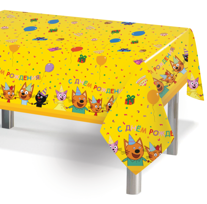 Скатерть одноразовая, Три кота, 120х180 см, 1 шт, 6014878