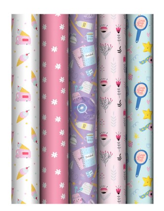 Упаковочная бумага глянц. 70х100 см, MESHU 'Stylish', 80 г;м2, ассорти, 5 дизайнов, MS_62818