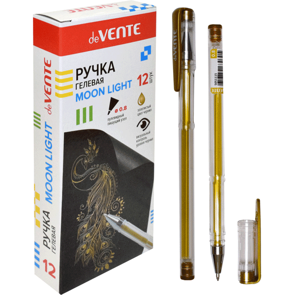 Ручка гелевая deVENTE Moonlight d=0,8 мм, золотистые чернила с эффектом Highlighte, 5051115