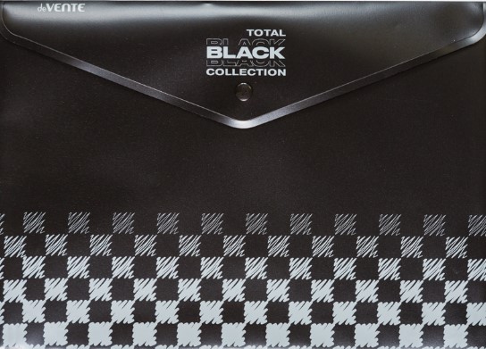 Папка конверт на кнопке deVENTE TOTAL BLACK, A6, 180 мкм, непрозрачная черная, 3071335