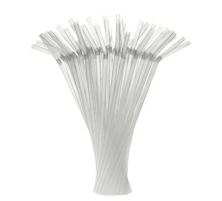 Трубочки для коктейля с изгибом ПРОЗРАЧНЫЕ 210х5 , (250 шт;уп) , дизайн ассорти, ПОС40083