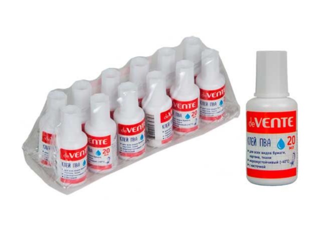 Клей ПВА 'deVENTE. School' морозоустойчивый (до -40°C) 20 г, с кисточкой, 4041401