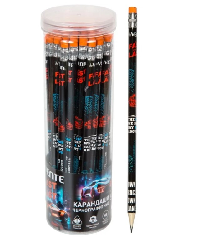 Карандаш чернографитный 'deVENTE. Fast Or Last' HB, диаметр грифеля 2 мм, трёхгранный, 5032503