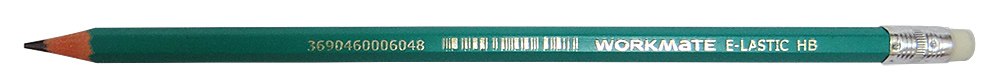 Карандаш черногр. 'Workmate', шестигранный, с ластиком, E-lastic, 046000604