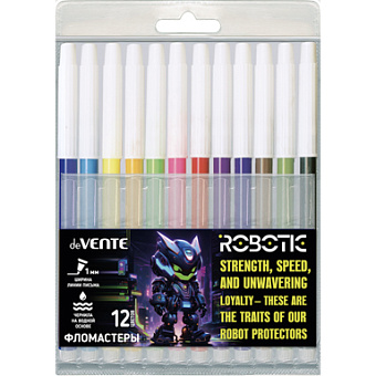Фломастеры 'deVENTE. Robotic' 12 цветов с вентилируемым колпачком, 5081533