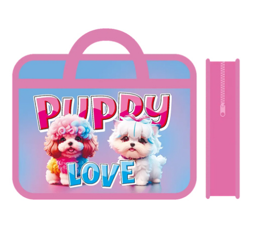 Папка детская А4 пластиковая, с ручками, ЩЕНОЧКИ 2024, ПМ-А4-25