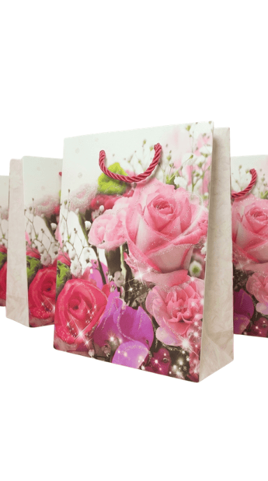 Пакет бумажный подарочный 18х23х10 см, дизайн ассорти, 614S-2