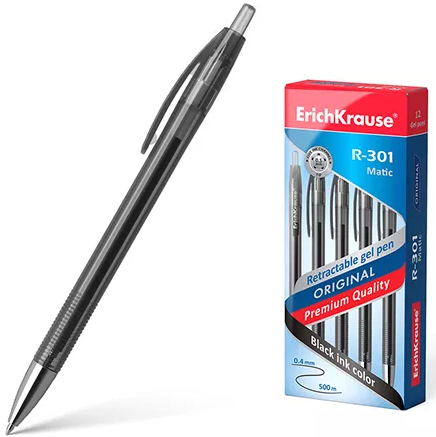 Ручка гелевая автоматическая 'Erich Krause' 0,5 мм, цвет черный, R-301