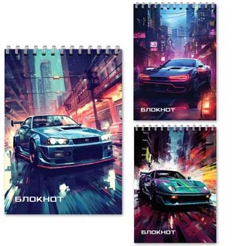 Блокнот А5, 40 л., обложка картон, блок офсет, клетка, на спирали, ассорти 3 дизайна, M-17323
