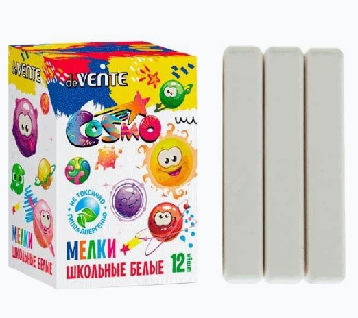 Мелки школьные 'deVENTE. Cosmo' прямоугольные белые (12 шт;уп), 8076202