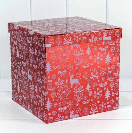 Изображение Коробка Куб OMG "Новогодний Красный" 20х20х20 см., (Серия 10в1), 730601/1634 от интернет-магазина КИТ