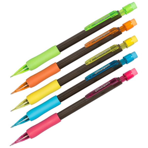 Карандаш механический OfficeSpace 0,7мм, грип, с ластиком, ассорти, XP820C_3620