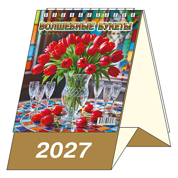 Календарь-домик Волшебные букеты, 2027, 100х140 мм., KD-08
