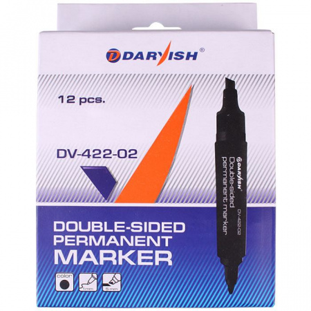 Маркер перманентный Darvish чёрный, двухсторонний 1-5 мм, DV-422-02