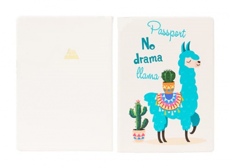 Обложка на паспорт Miland "No drama Llama", ПВХ, slim, ОП-0463