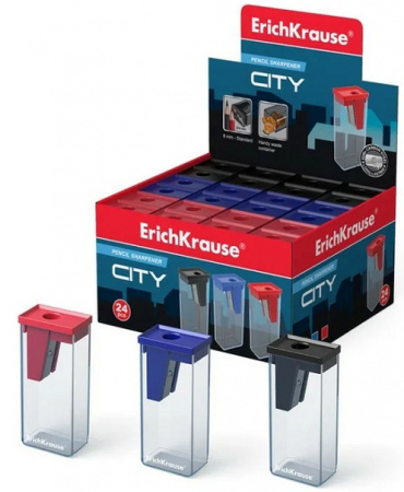 Точилка ErichKrause "City" пластик. 20х50х27 мм., ассорти, 21830