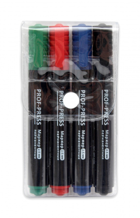Набор маркер перманентный Prof-Press 4 цвета, 2,5 мм., МП-4204