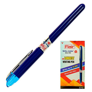 Ручка шариковая Flair Writo-Meter DX, синяя, 0,6 мм. 10км. продолжительность линии письма, F-743DX