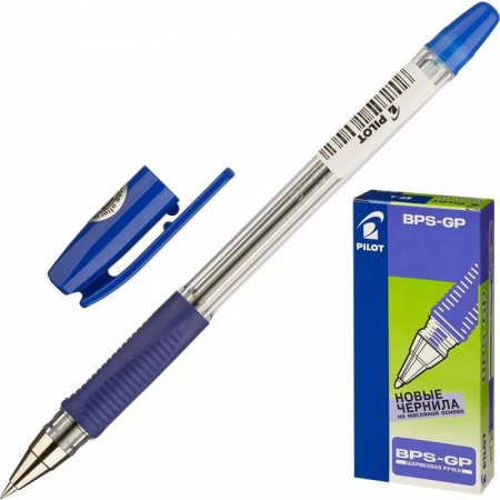 Ручка шариковая Pilot "BPS-GP", синяя, 0.5 мм., корпус прозрач., грип., BPS-GP-EF-L