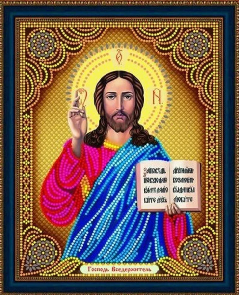 Алмазная мозайка DARLENS 'Господь Вседержитель, Казанская Богородица, Сергий Радонежский' 400х500 мм