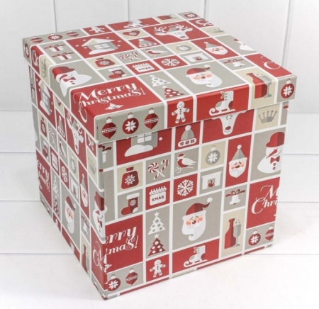 Изображение Коробка Куб OMG "Коллаж Merry Christmas" 12х12х12 см., (Серия 10в1), 730601/1688 от интернет-магазина КИТ