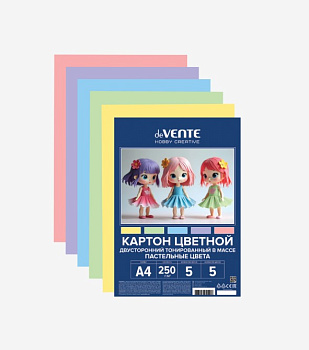 Картон цветной тонированный двусторонний, А4, deVENTE.HOBBY CREATIVE, 5 цв, 5 листов, 8114528