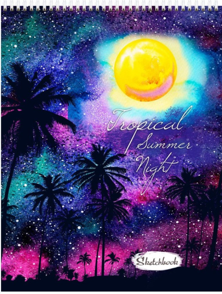 Скетчбук А3, 100 г, ТРОПИЧЕСКАЯ НОЧЬ , на гребне, 30-6011