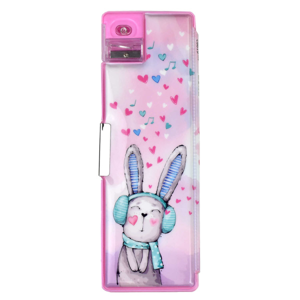 Пенал школьный , 'Влюбленный кролик', со встроенной точилкой , на магнитном клапане, 61982