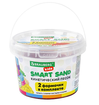 Песок для лепки кинетический BRAUBERG KIDS, красный, 500 г, 2 формочки, ведерко, 665093