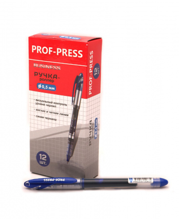 Ручка-роллер Prof-Press "Business" синяя, 0,5 мм., прозрач. корпус., РГ-4087