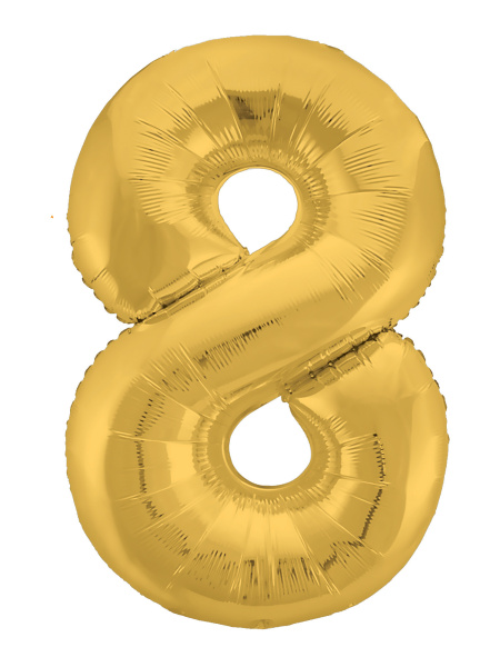 Шар фольга Agura Slim, цифра 8 'Золото', 40', индивид. уп., европодвес, 754672