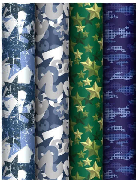 Упаковочная бумага глянц. 70х100 см, MESHU 'Military', 80 г;м2, ассорти, 4 дизайна, MS_62826