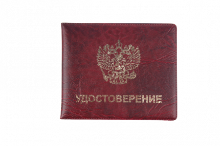 Обложка для удостоверения, иск. кожа, красная, тиснение золотом, с гербом, без уголков, 2161