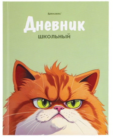 Дневник 5-11 класс 48 л., твердый, BRAUBERG, выборочный лак, с подсказом, 'Суровый Кот', 107196