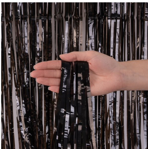 Занавес Дождик Черный, Матовый, 100х200 см, 1 шт., 6014376