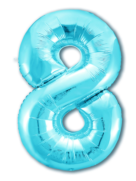 Шар фольга Agura Slim, цифра 8 'Голубая', 40', индивид. уп., европодвес, 755334