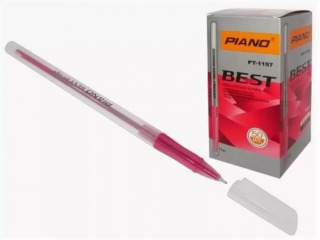 Ручка шариковая Piano "Best", красная, 0.5 мм., корпус прозр., игол. наконеч., РТ-1157